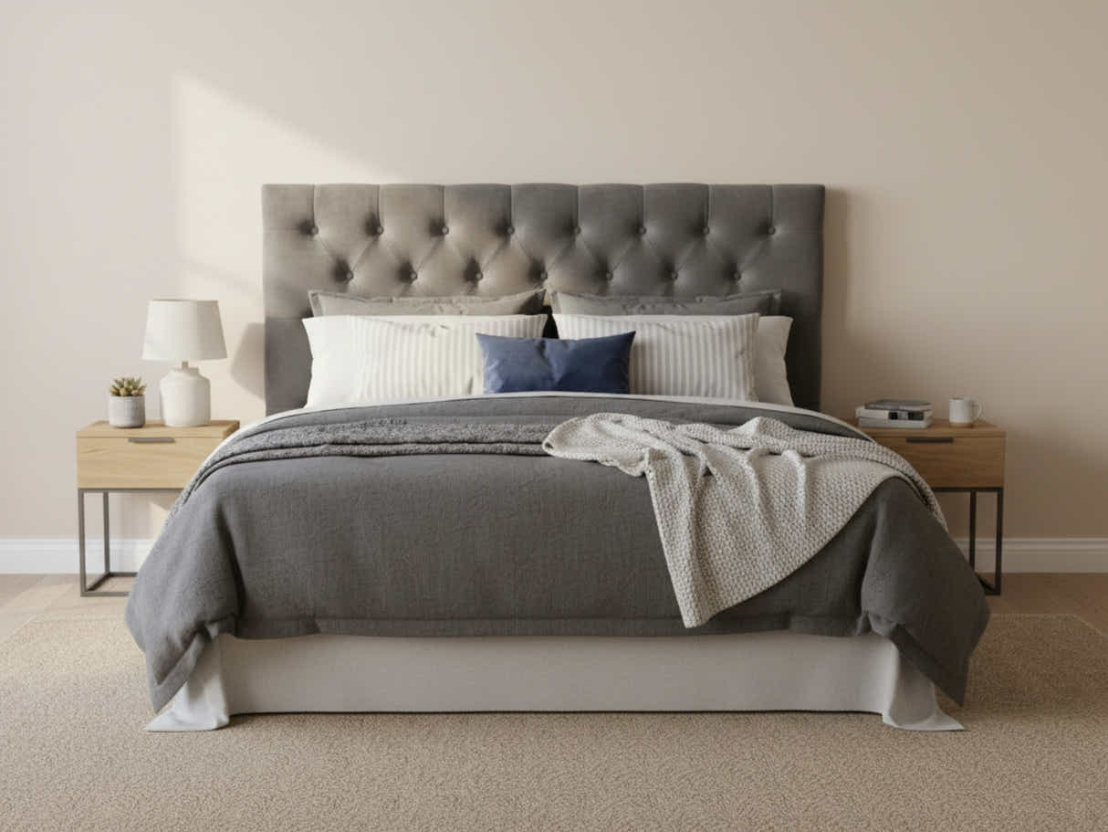Rakel Velvet Headboard Grey - Double