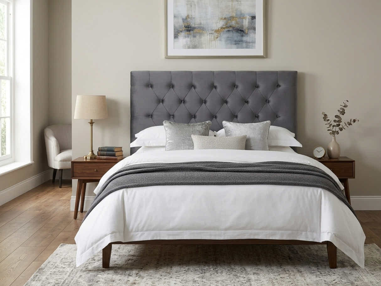 Rakel Velvet Headboard Grey - King