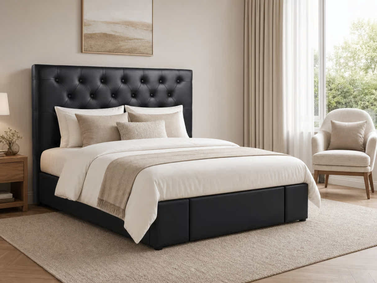 Raisa PU Headboard Black - Double