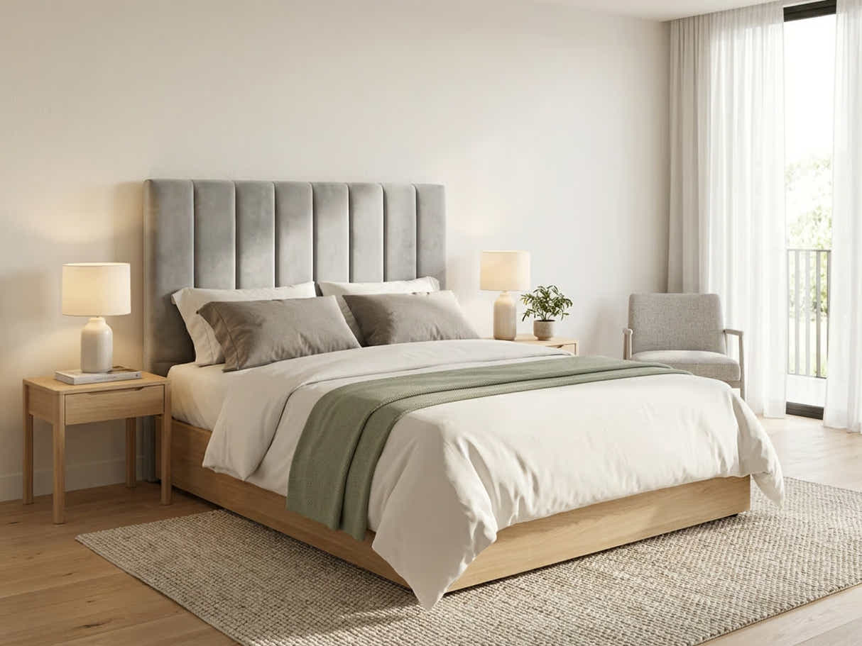 Tada Fabric Headboard Grey - Double