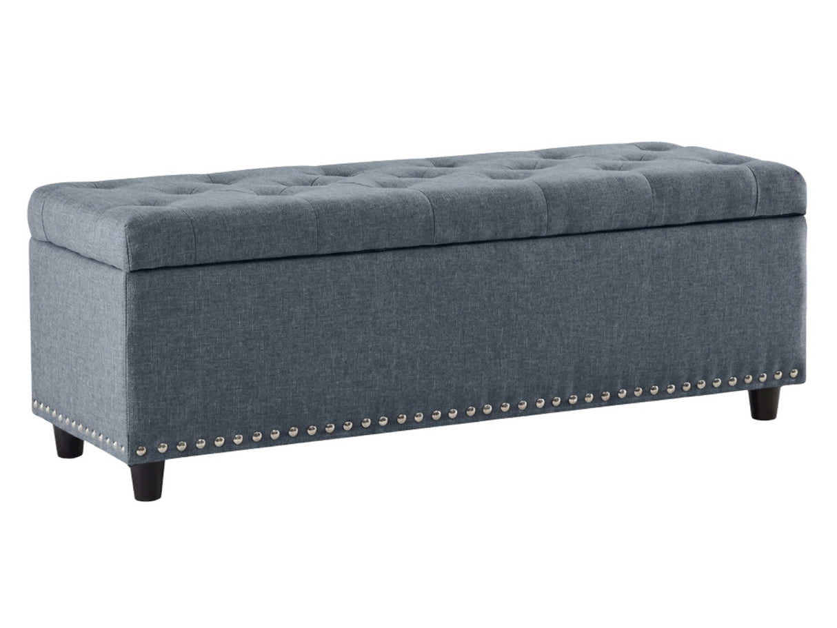 Toby Linen Ottoman Bench with Storage - Grey