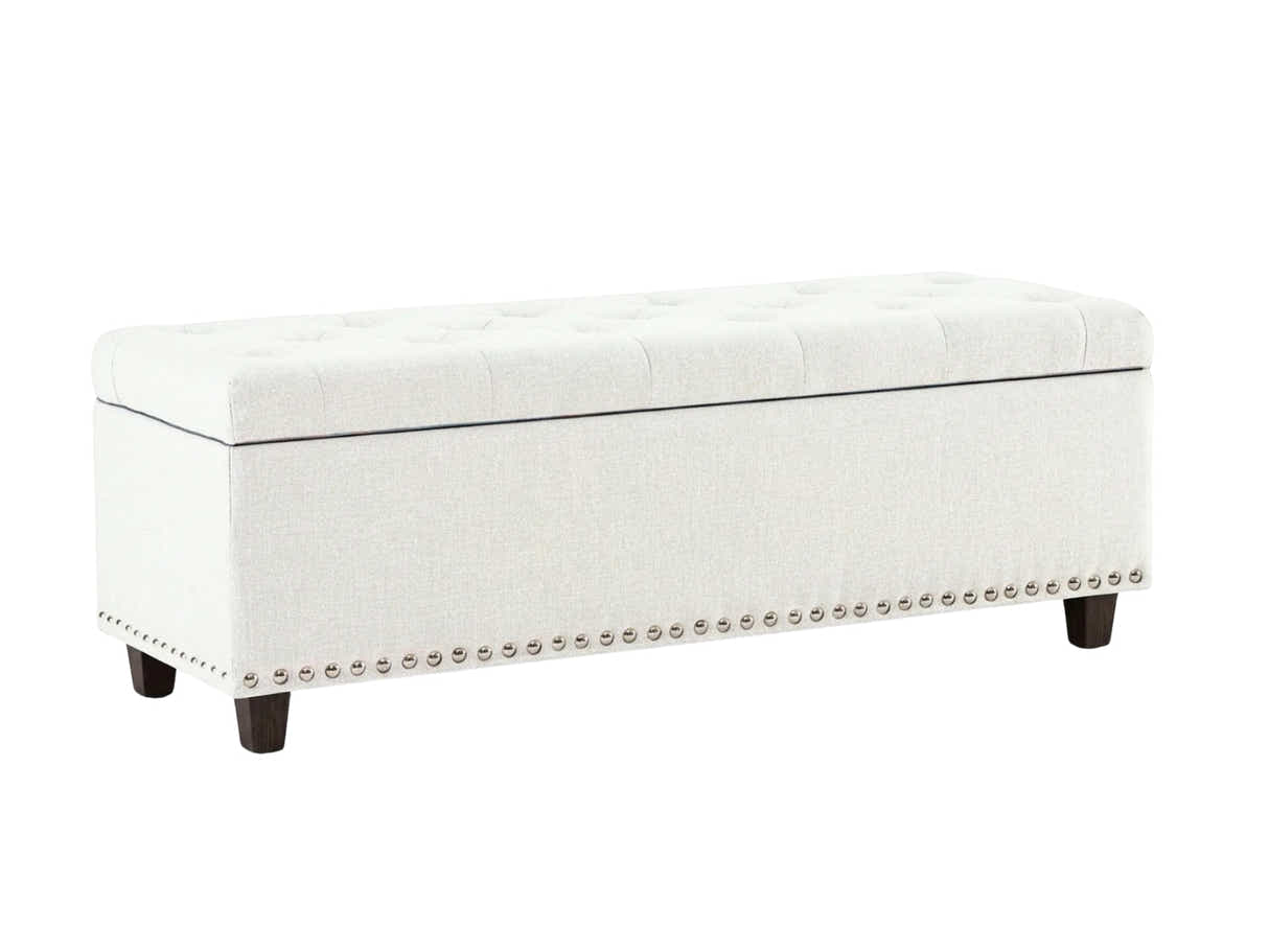 Toby Linen Ottoman Bench with Storage - Beige