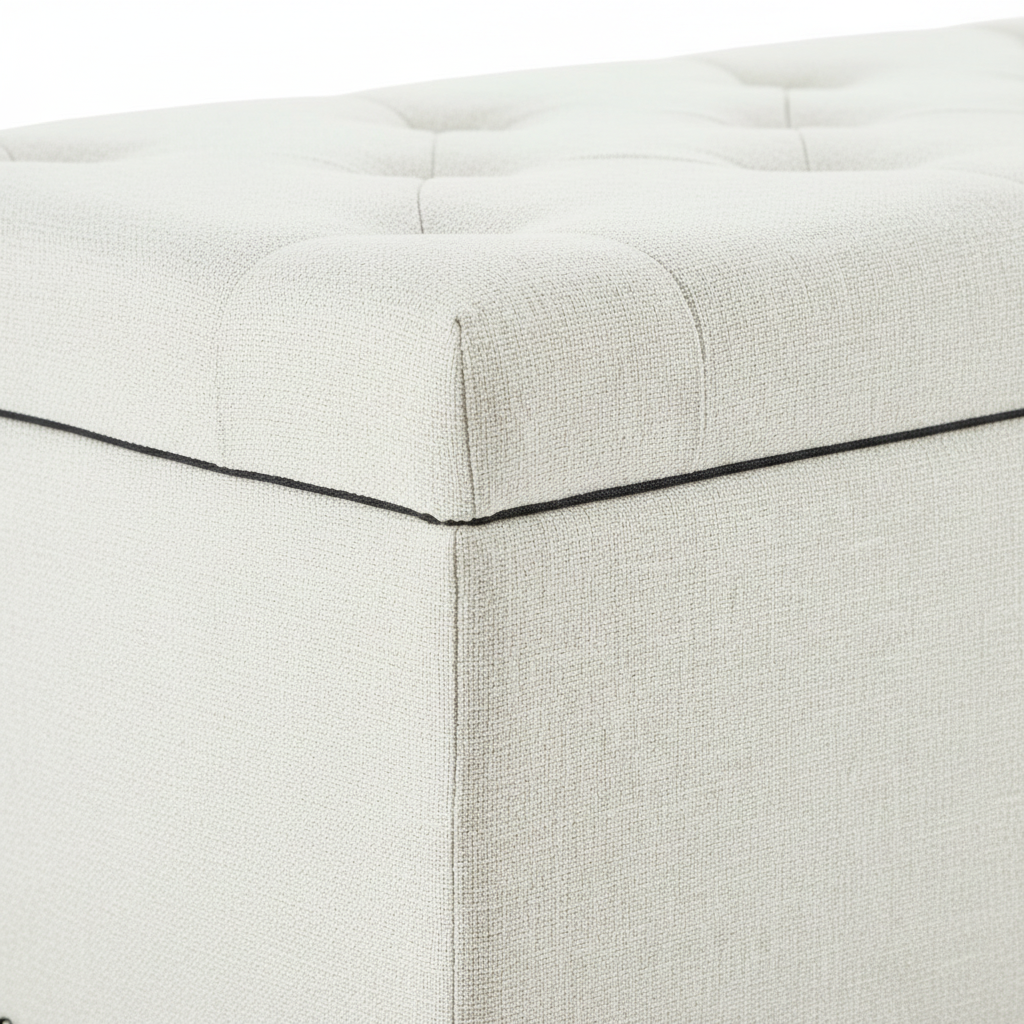Toby Linen Ottoman Bench with Storage - Beige
