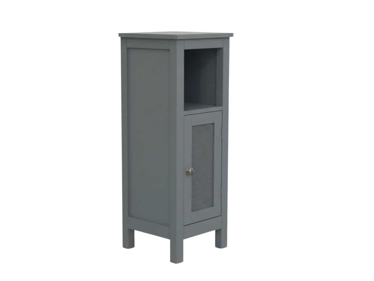 1-Door Rattan Storage Cabinet - Grey