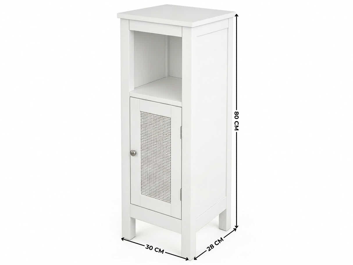 1-Door Rattan Storage Cabinet - White