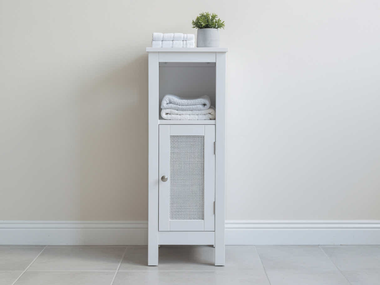 1-Door Rattan Storage Cabinet - White