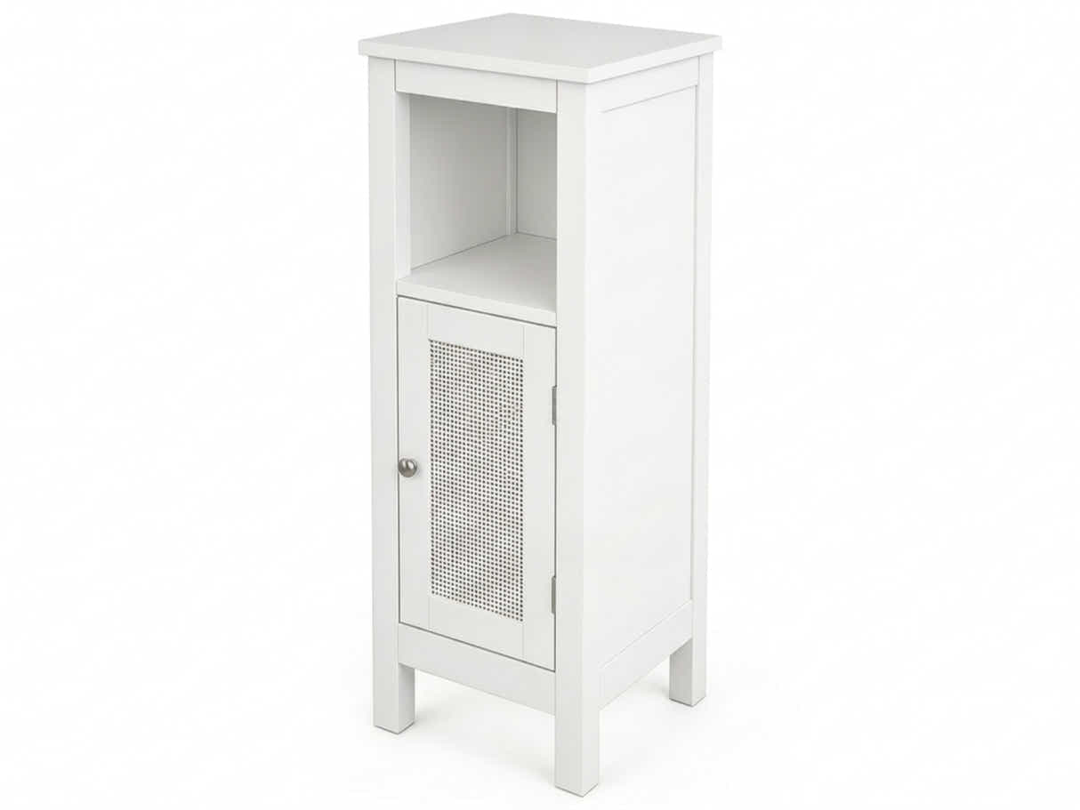 1-Door Rattan Storage Cabinet - White