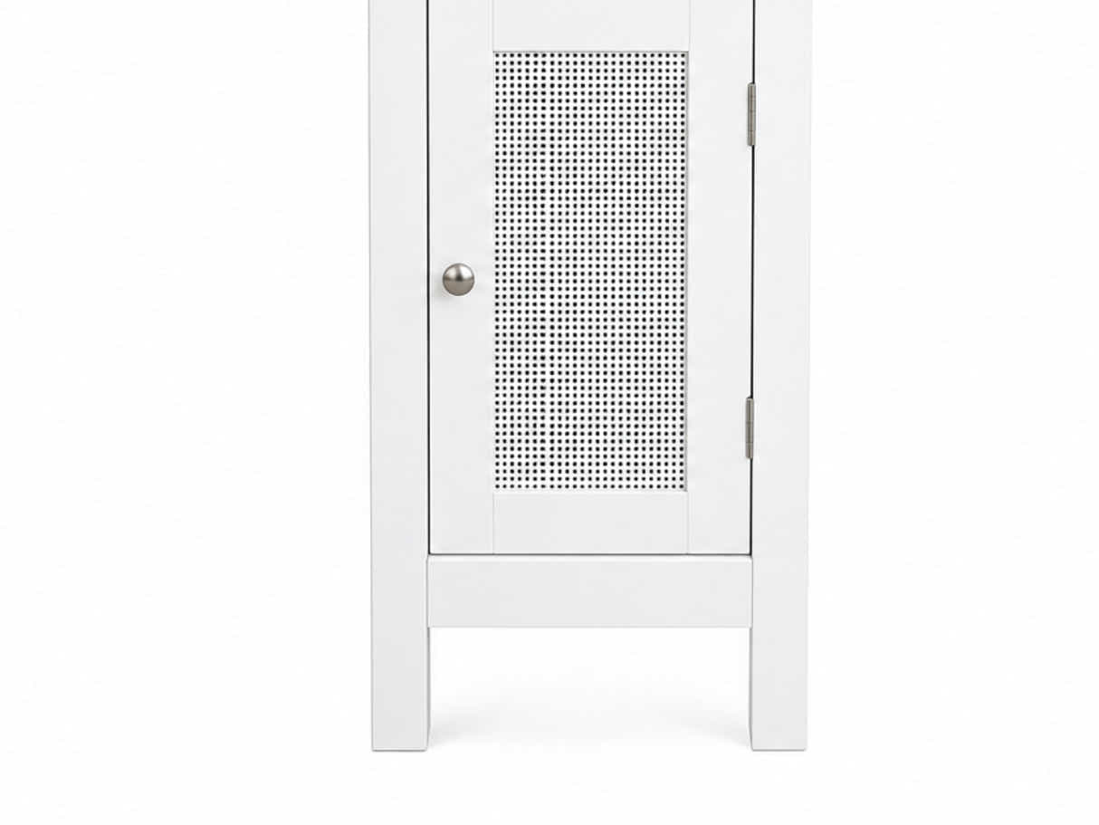 1-Door Rattan Storage Cabinet - White