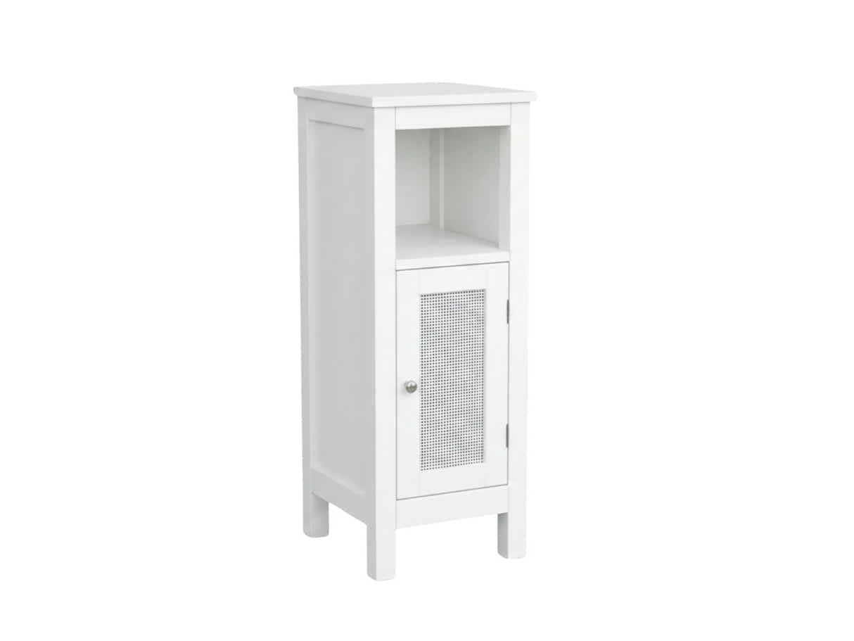 1-Door Rattan Storage Cabinet - White