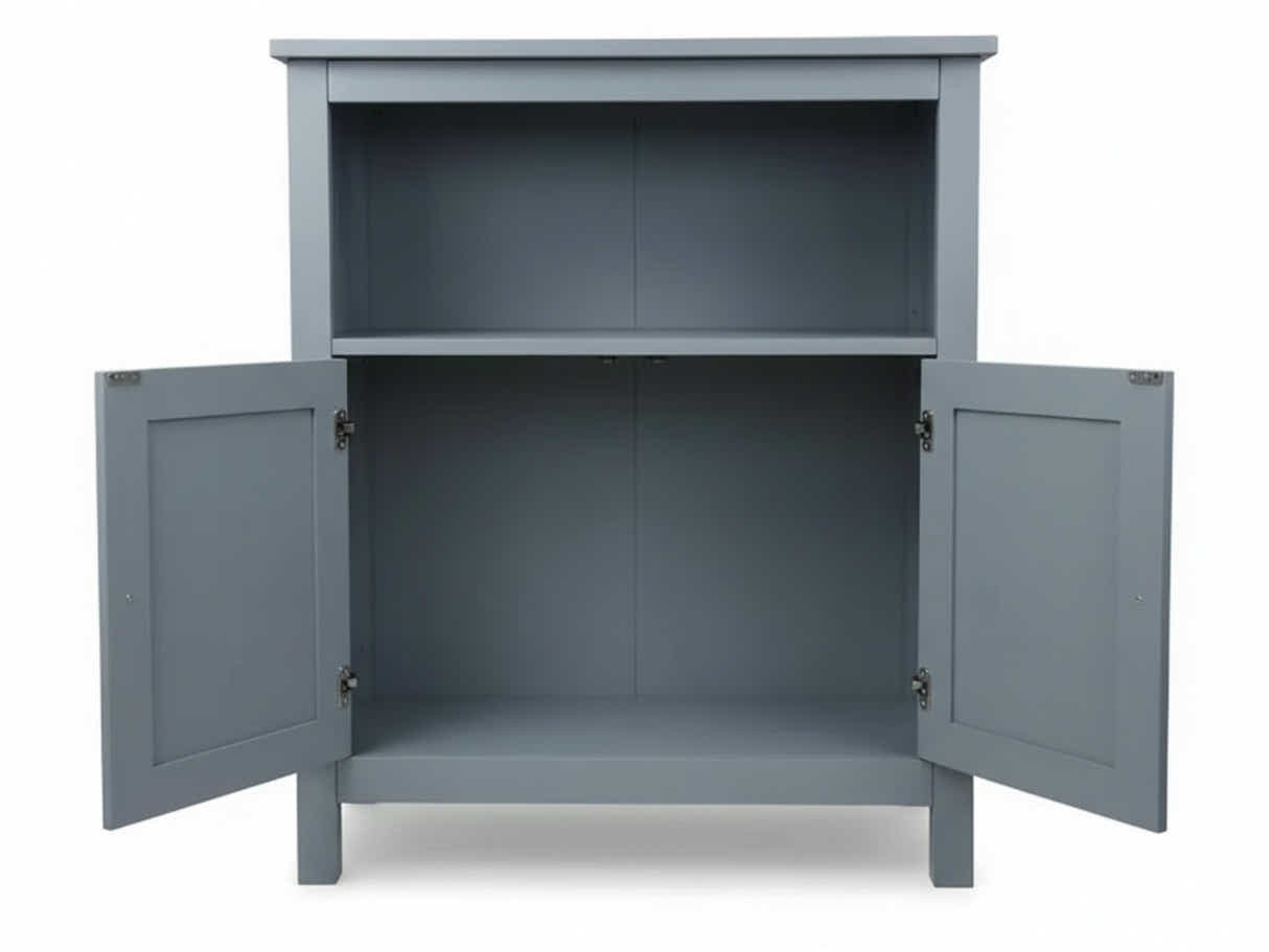 2-Door Rattan Storage Cabinet - Grey