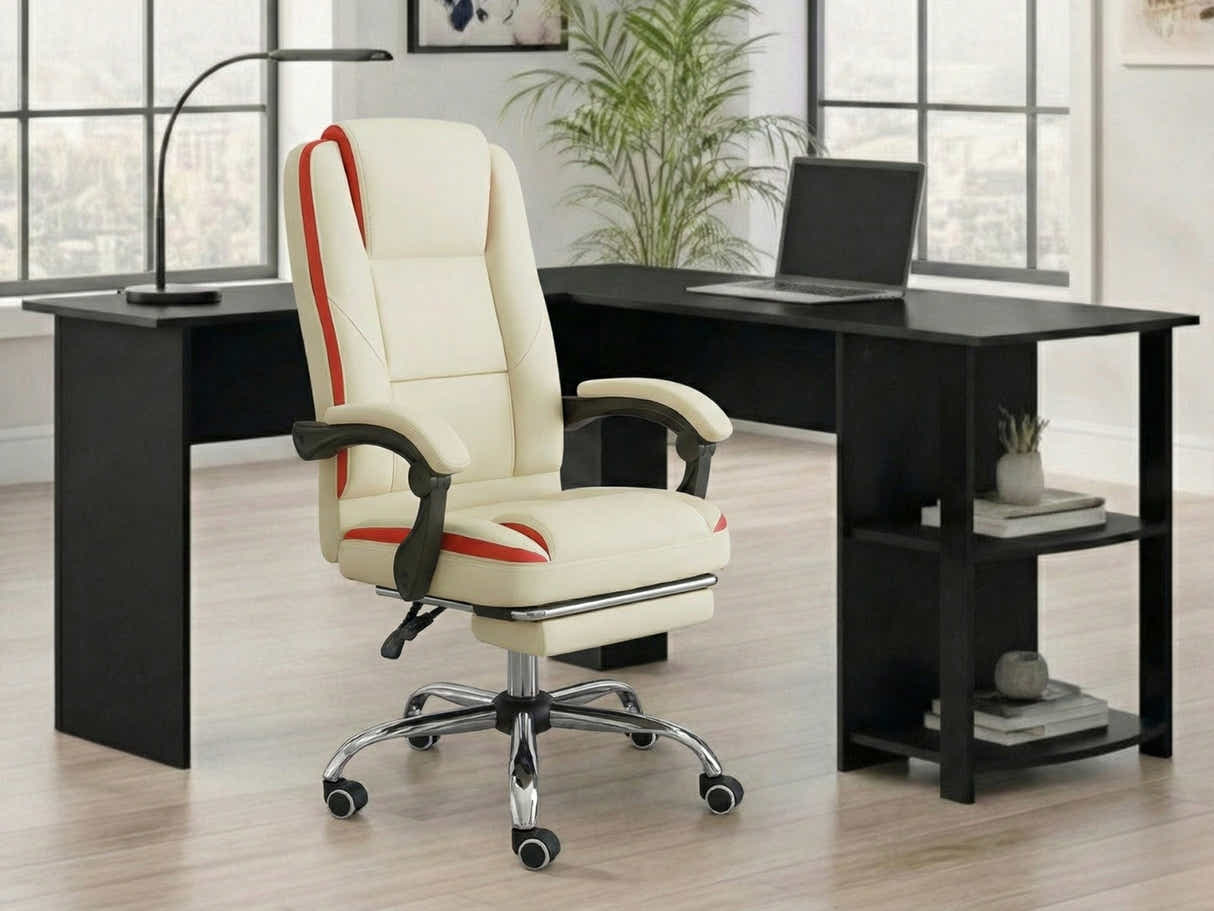 Korr Corner Office Desk & Siena Executive Office Chair PU Beige