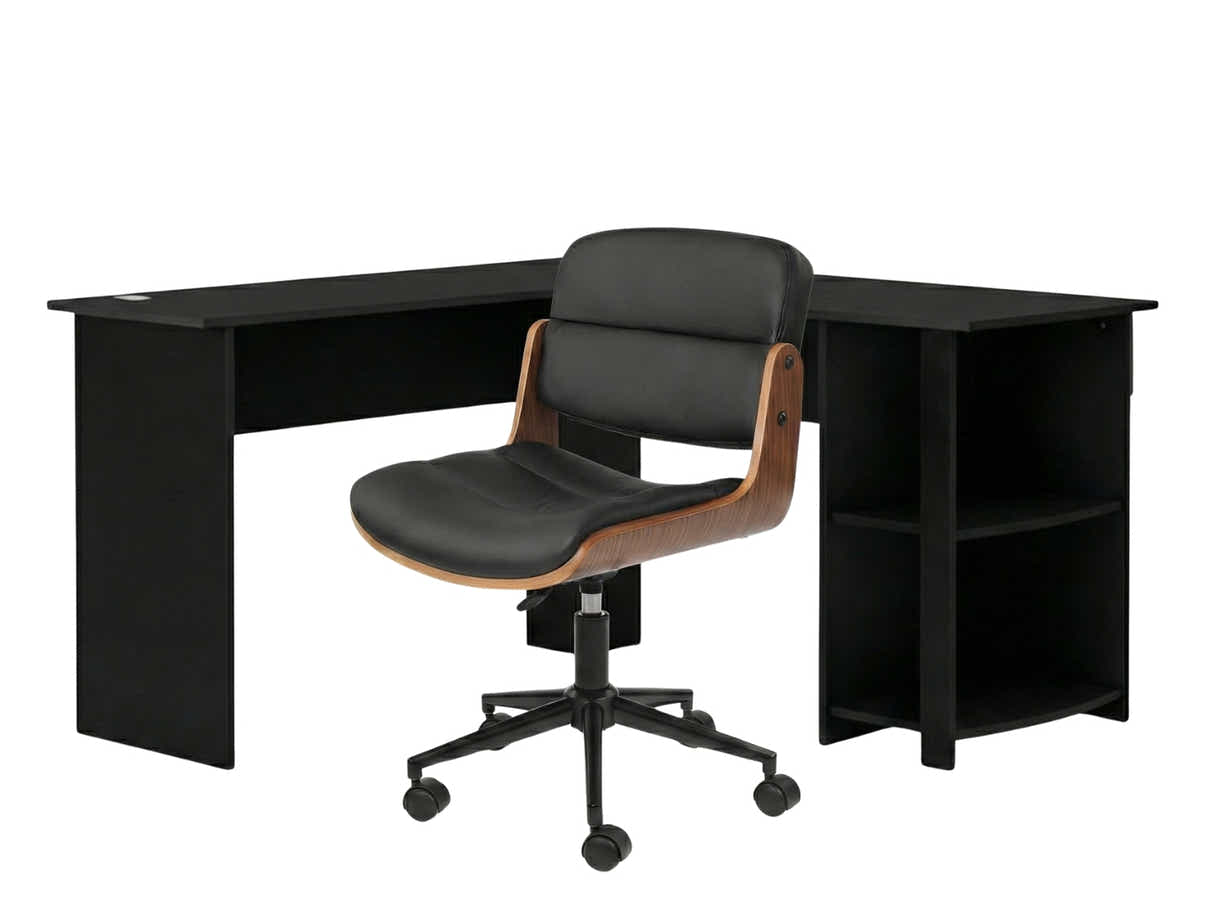 Korr Corner Office Desk & Rocket Wooden Executive Office Chair