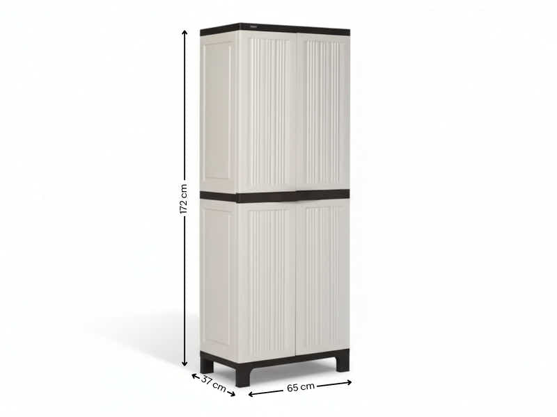 Full-Size Outdoor Storage Cabinet with Multi-Shelf - Cream