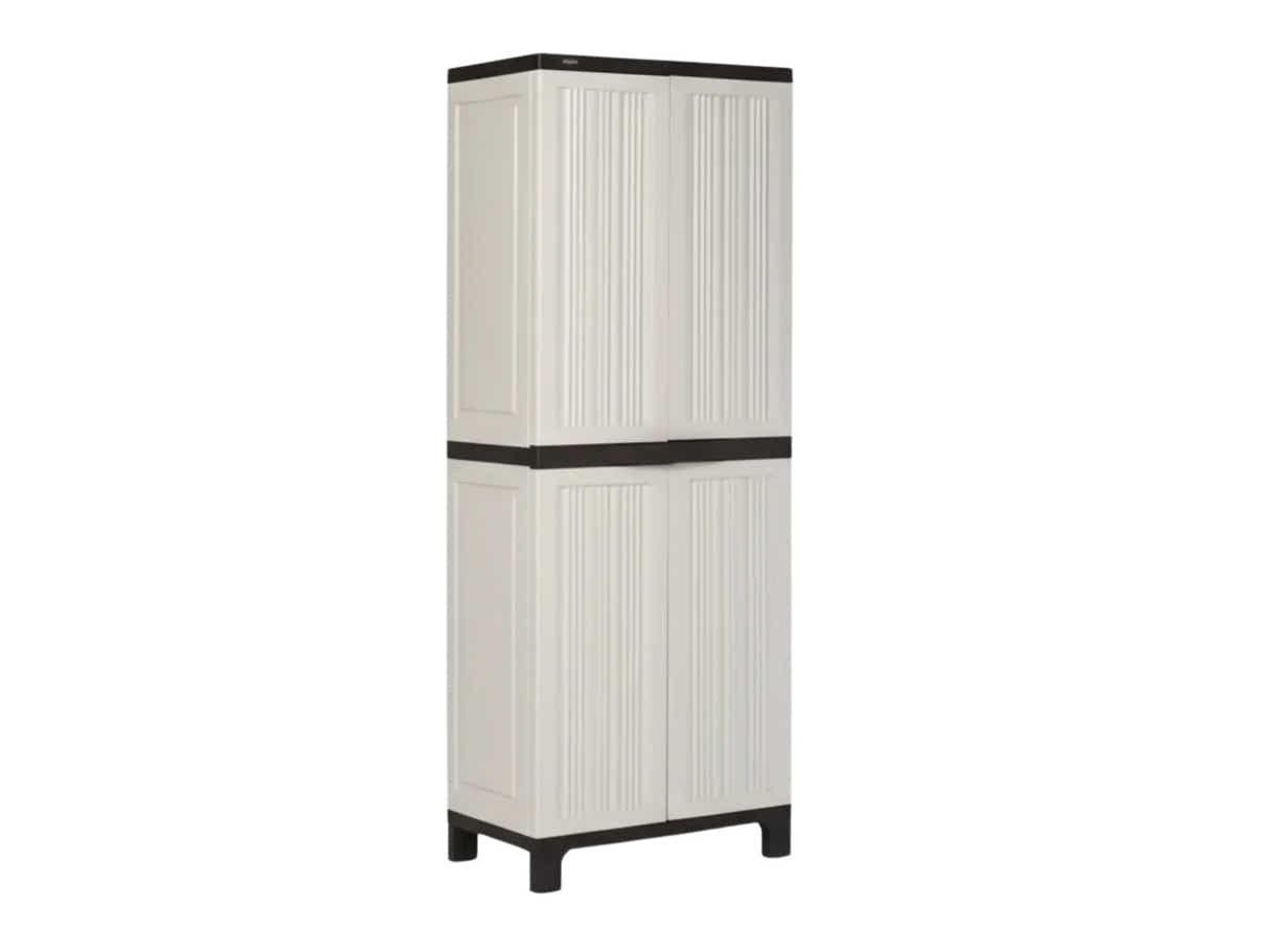 Full-Size Outdoor Storage Cabinet with Multi-Shelf - Cream