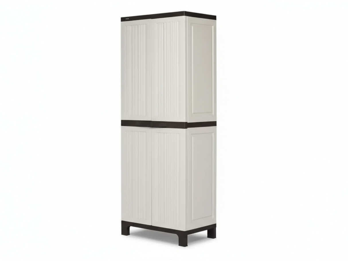 Full-Size Outdoor Storage Cabinet with Multi-Shelf - Cream