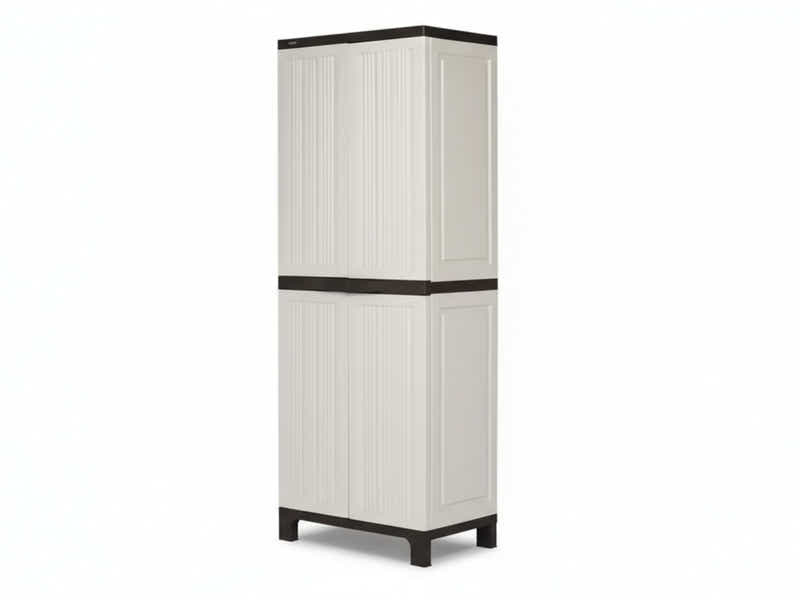 Full-Size Outdoor Storage Cabinet with Multi-Shelf - Cream