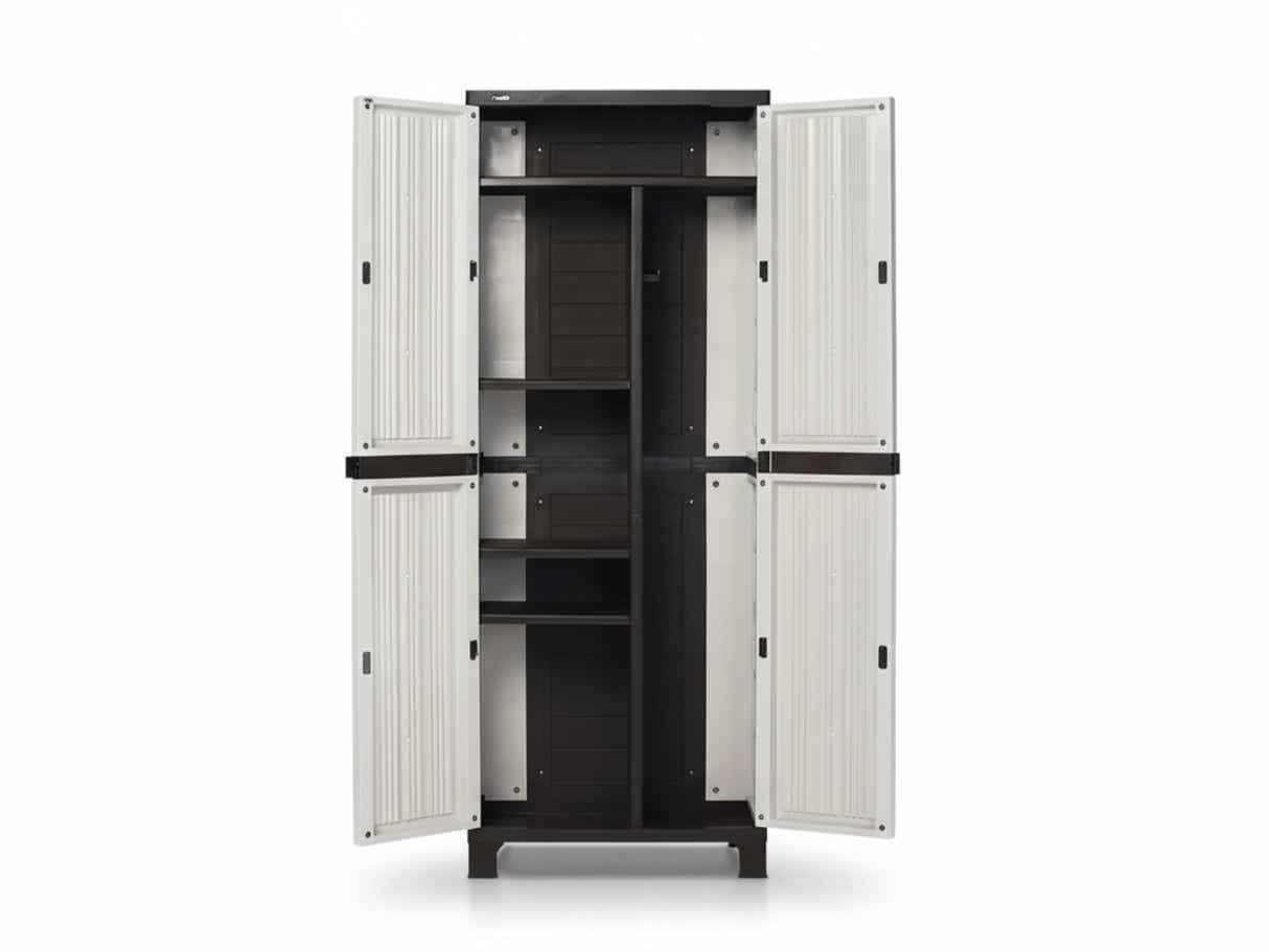 Full-Size Outdoor Storage Cabinet with Multi-Shelf - Cream