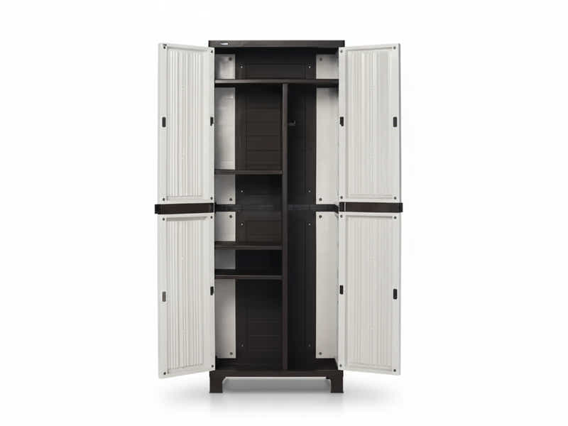 Full-Size Outdoor Storage Cabinet with Multi-Shelf - Cream