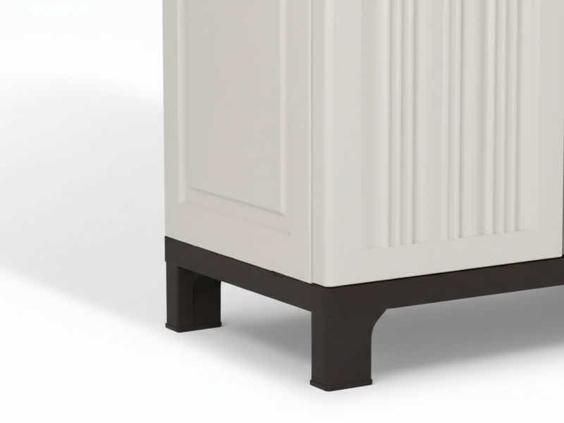 Full-Size Outdoor Storage Cabinet with Multi-Shelf - Cream