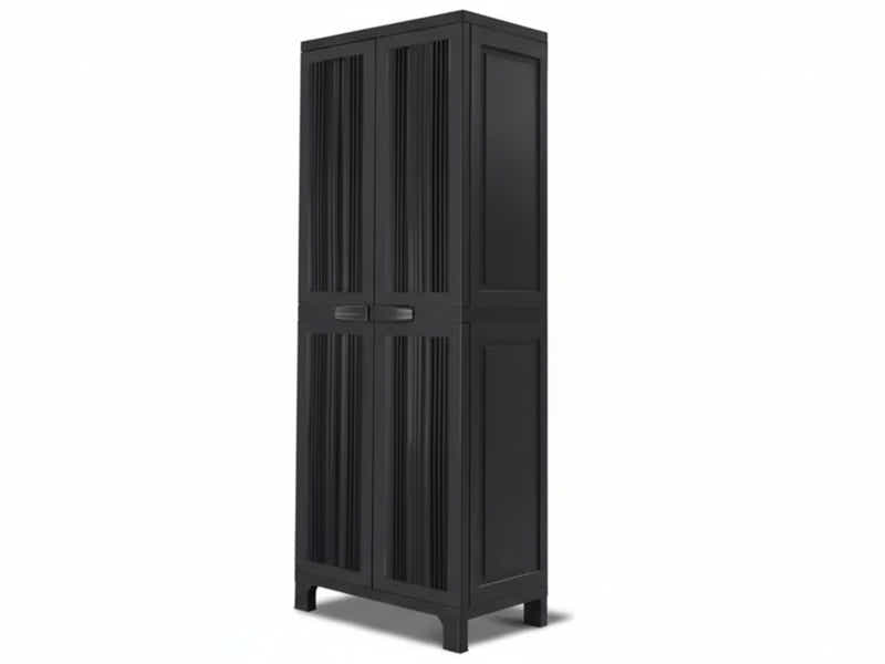 Full-Size Outdoor Storage Cabinet with Multi-Shelf - Black