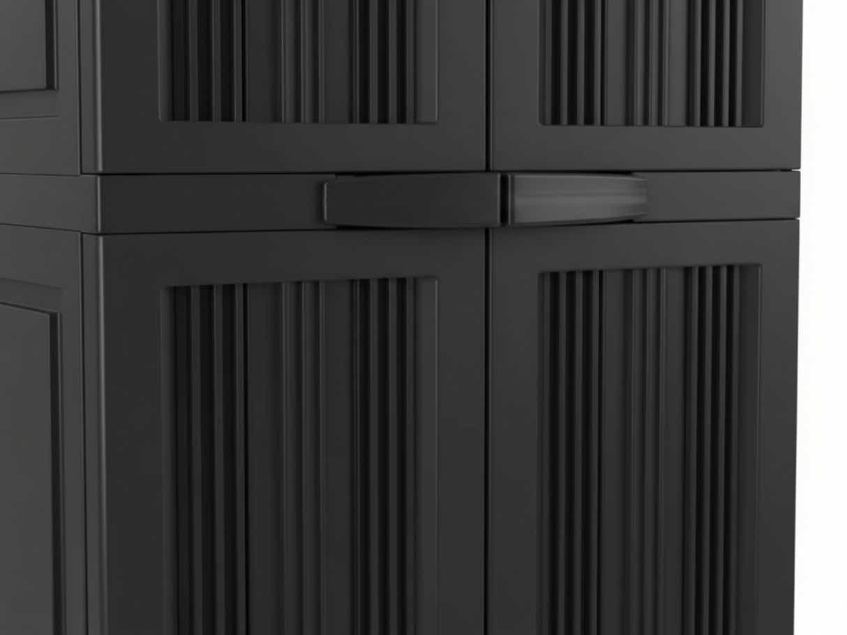 Full-Size Outdoor Storage Cabinet with Multi-Shelf - Black