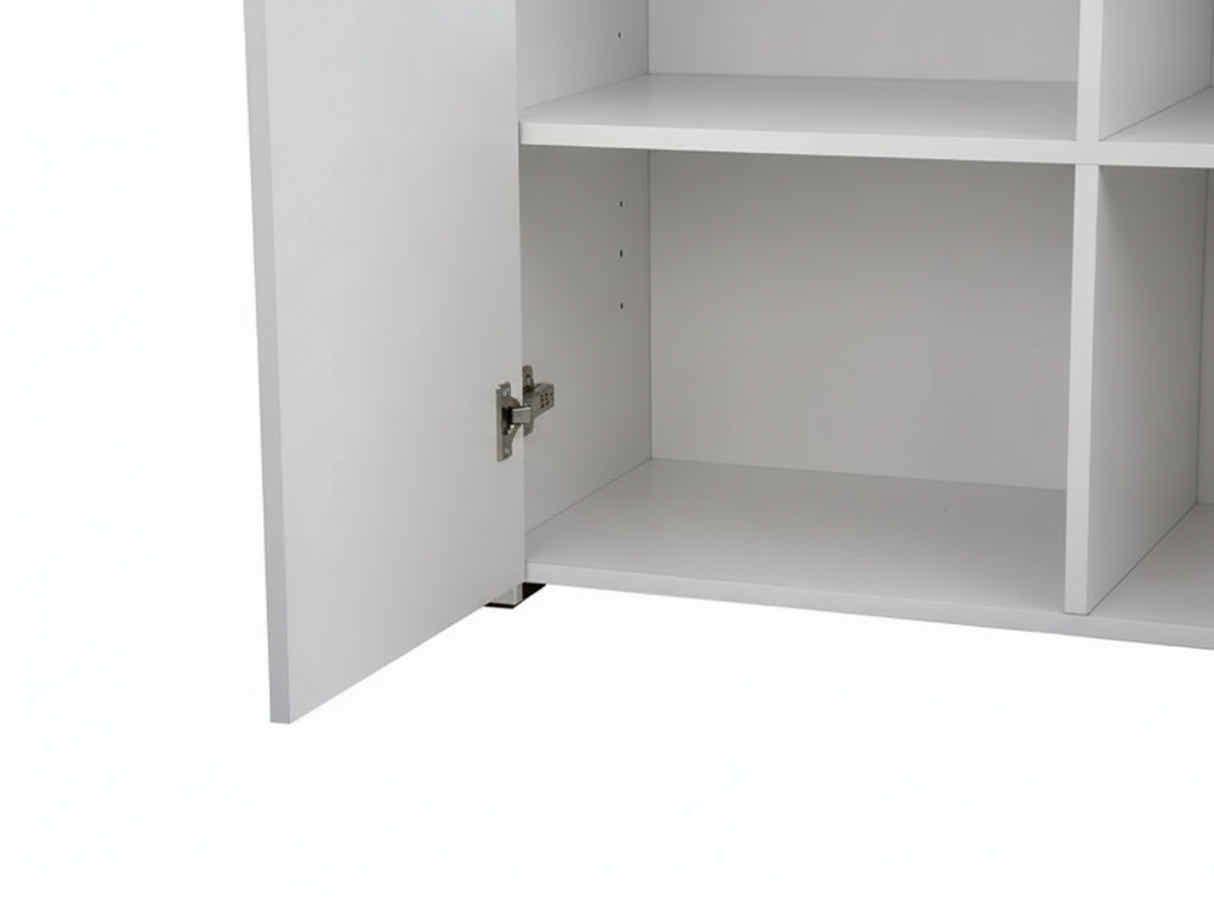 Glansig White 2-Door Buffet with LED Light - Set of 2