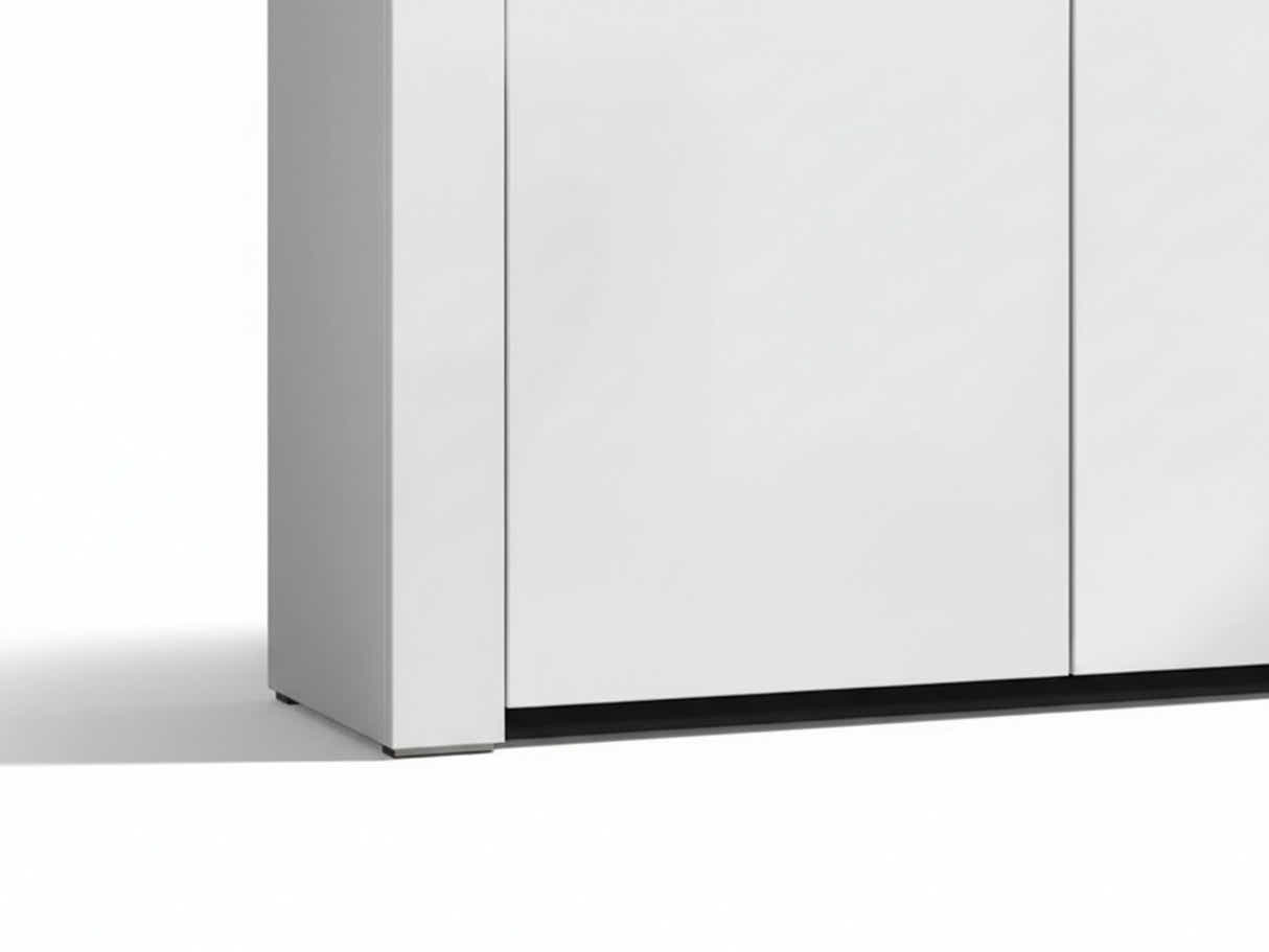 Glansig White 2-Door Buffet with LED Light - Set of 2