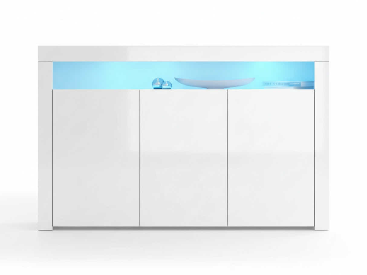 Glansig White Buffet with LED Light Combo