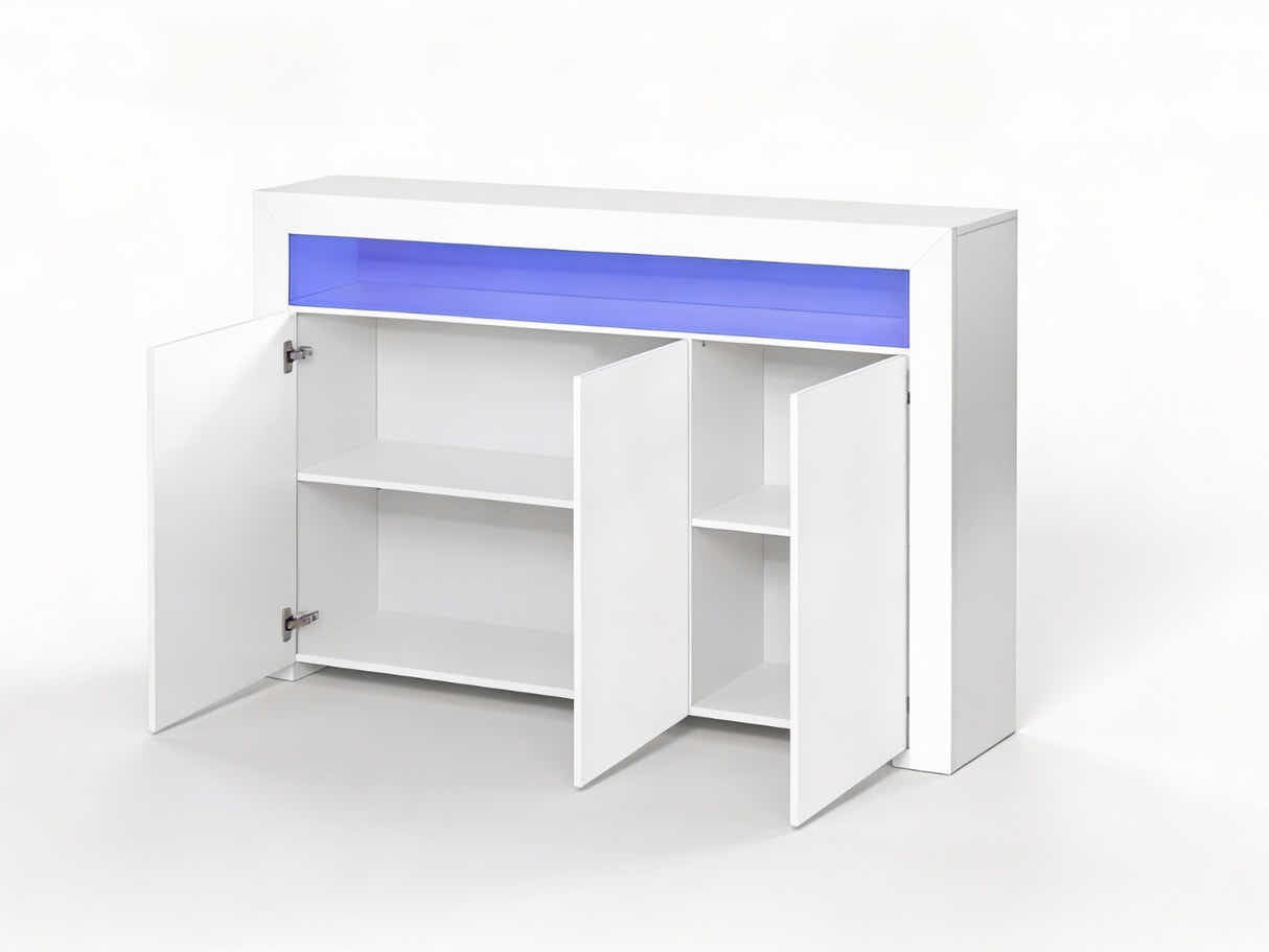 Glansig White Buffet with LED Light Combo