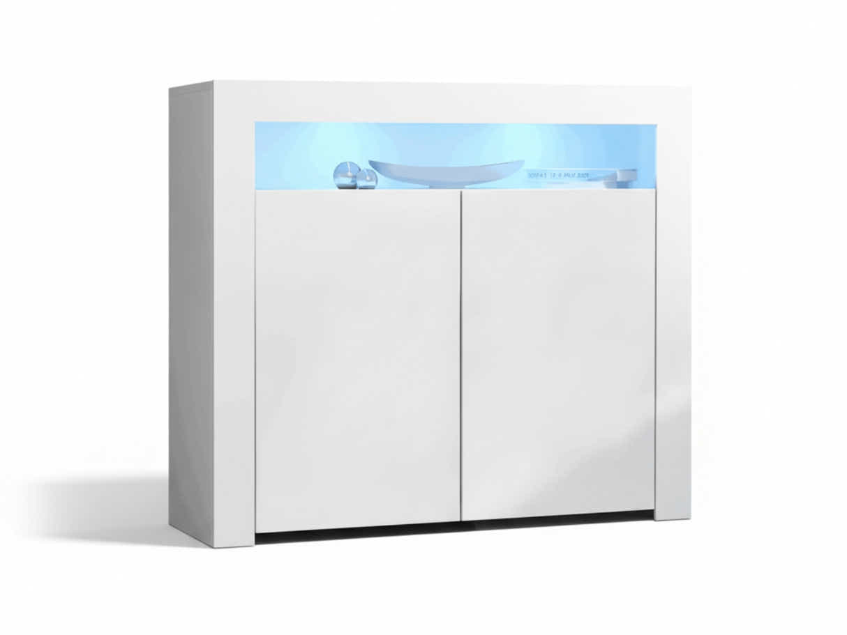 Glansig White Buffet with LED Light Combo