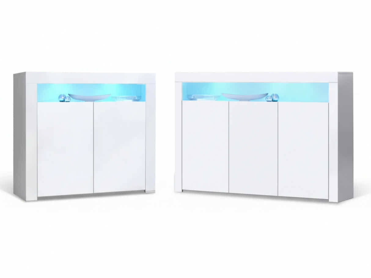 Glansig White Buffet with LED Light Combo