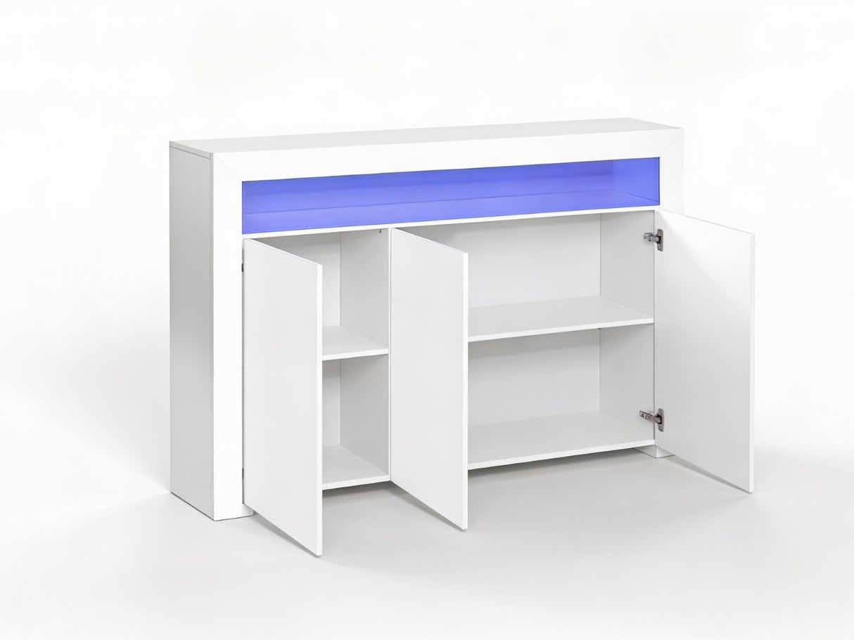 Glansig White Buffet with LED Light Combo