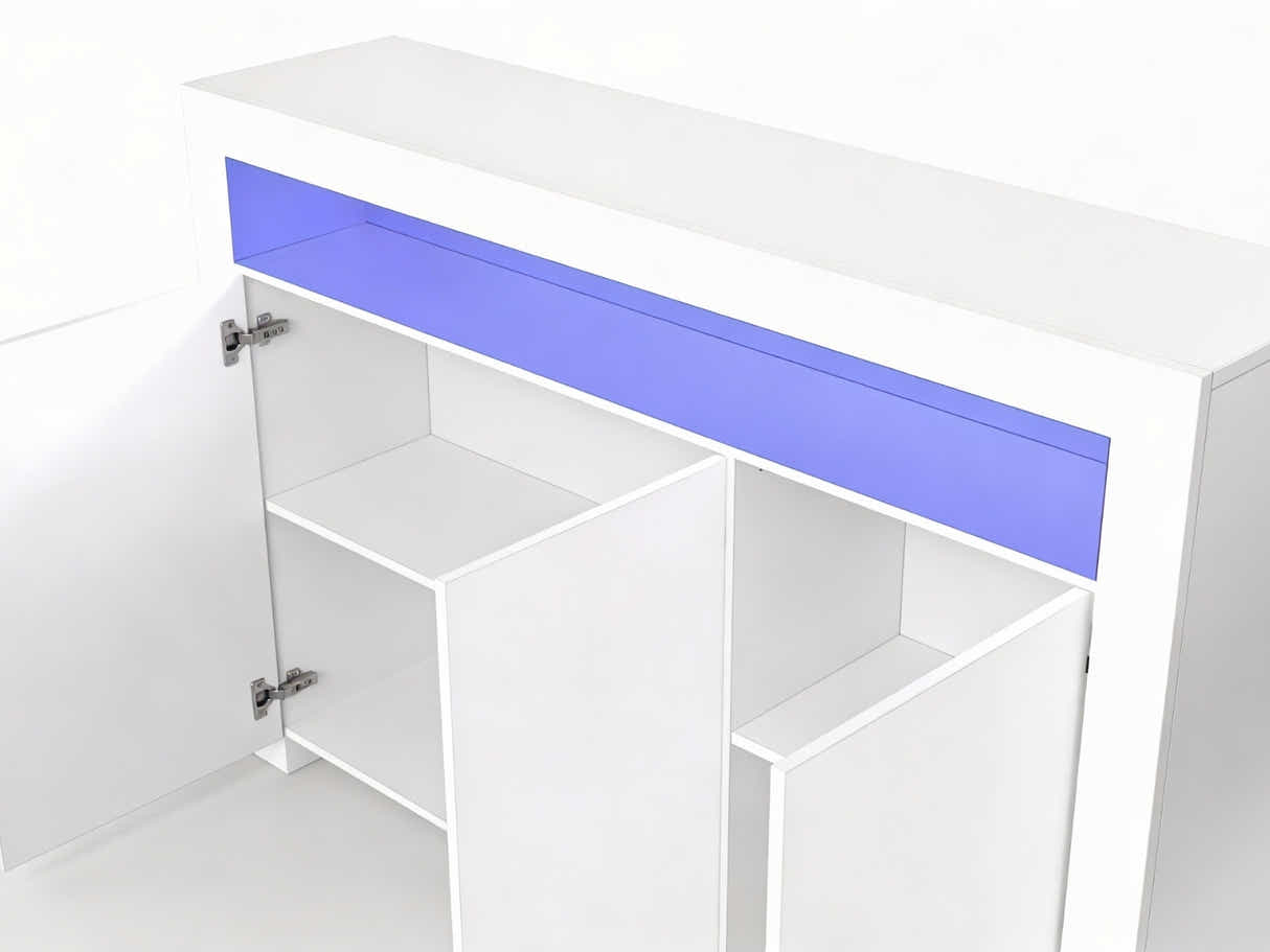 Glansig White Buffet with LED Light Combo