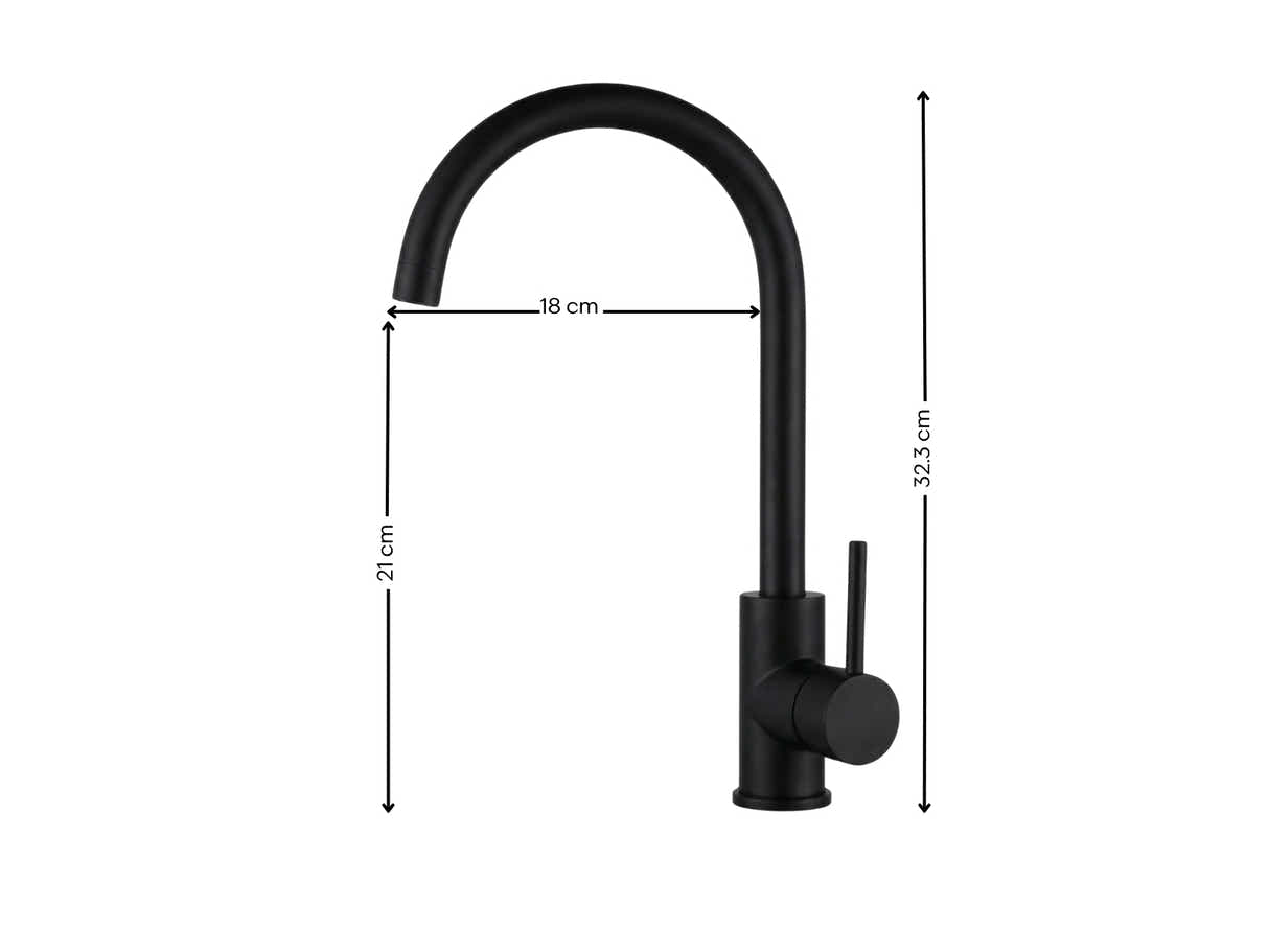 Black Kitchen Faucet - Gooseneck