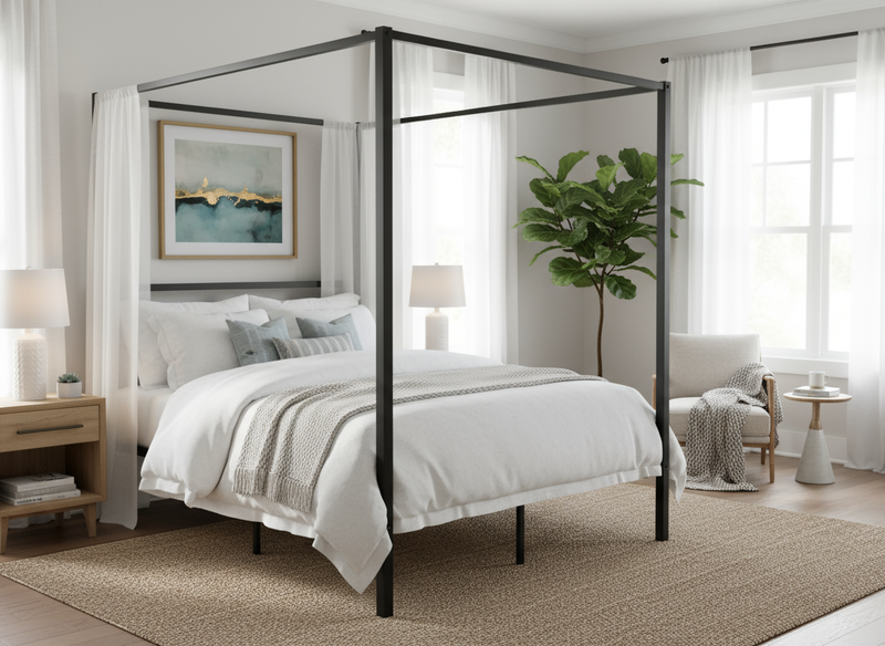 Canopy Bed Frame Black - Queen