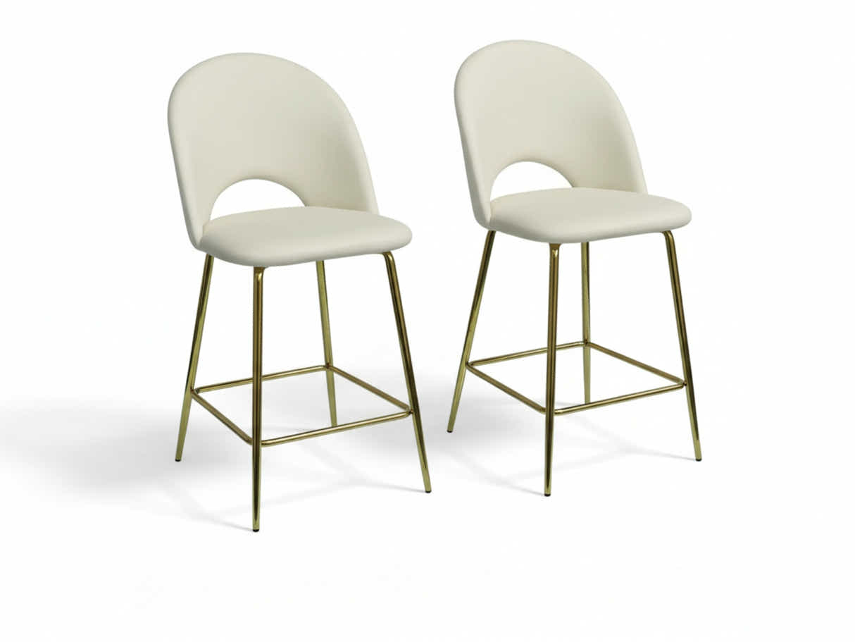 Velvet Bar Stool White - Set of 2