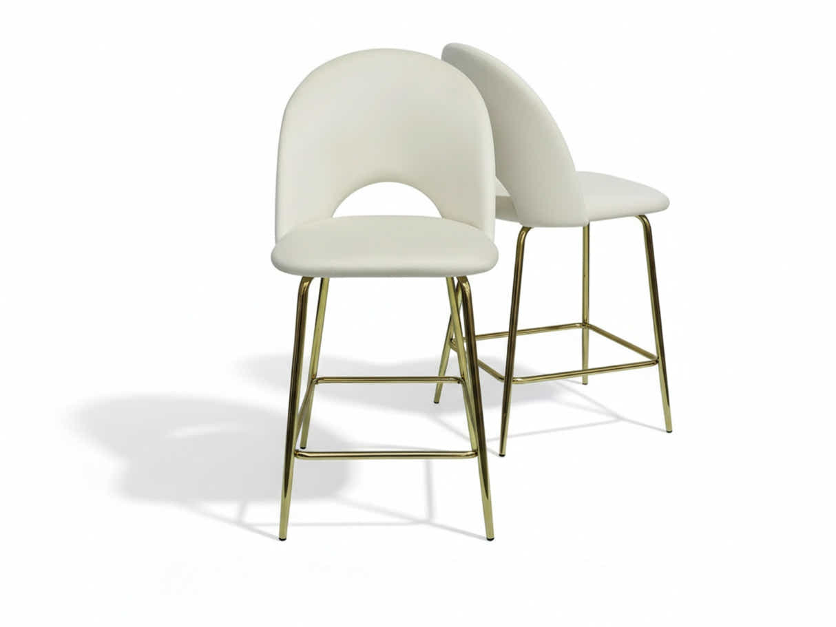 Velvet Bar Stool White - Set of 2