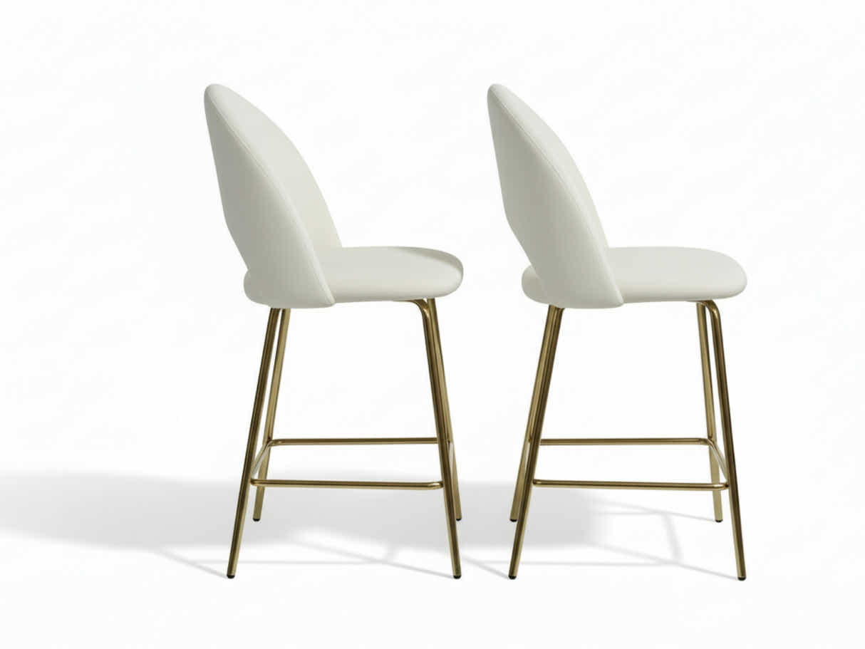 Velvet Bar Stool White - Set of 2