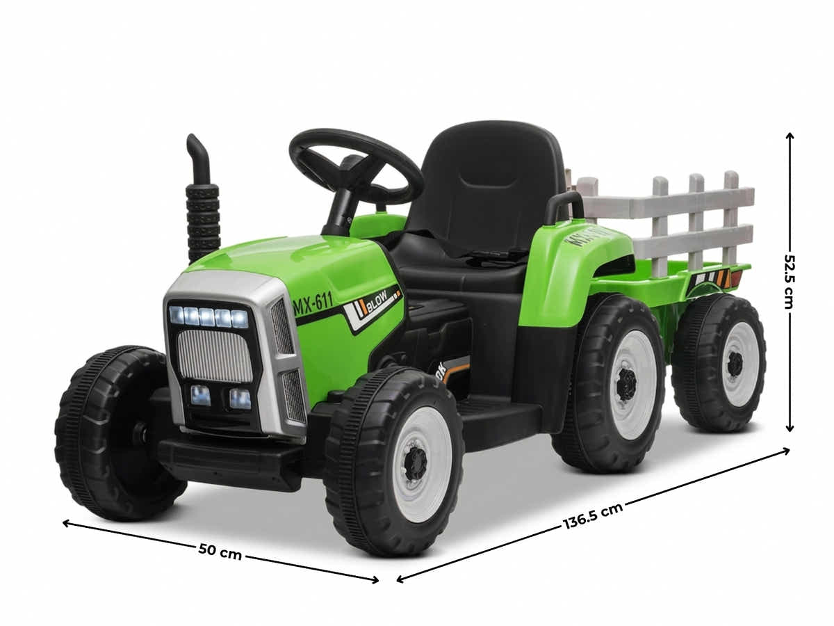 Kids Ride On Tractor with Trailer - Green