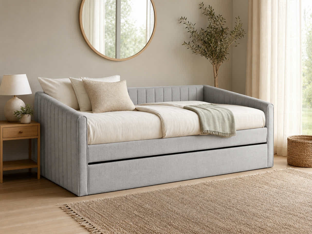 Ainsley Velvet Pull Out Day Bed - Grey