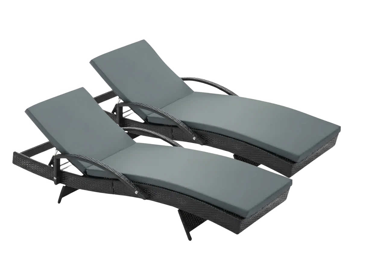 Outdoor Sun Lounger with Armrest - Set of 2