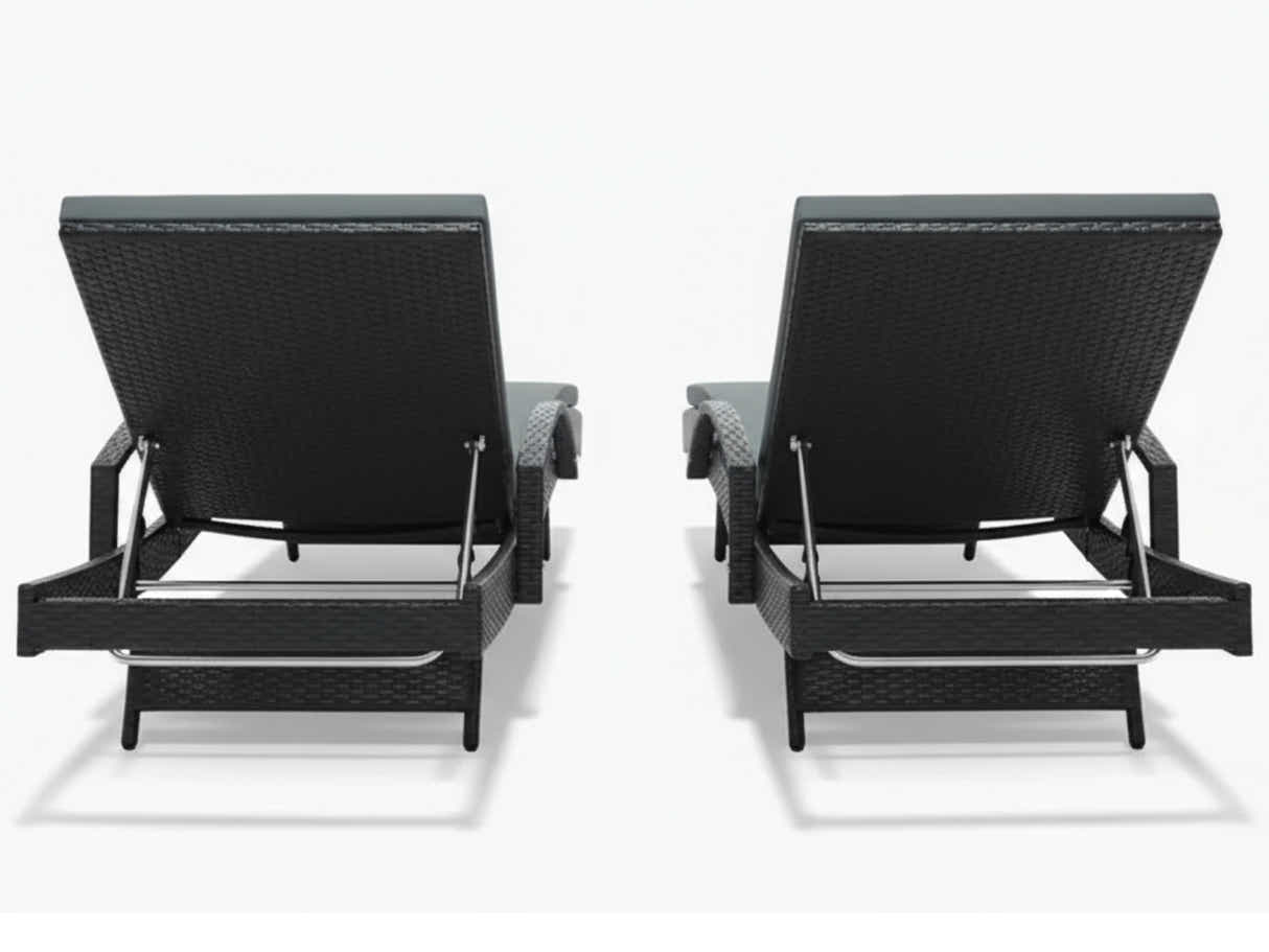 Outdoor Sun Lounger with Armrest - Set of 2