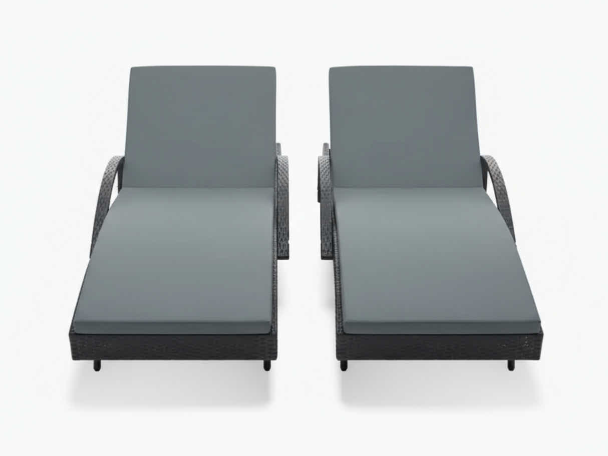 Outdoor Sun Lounger with Armrest - Set of 2