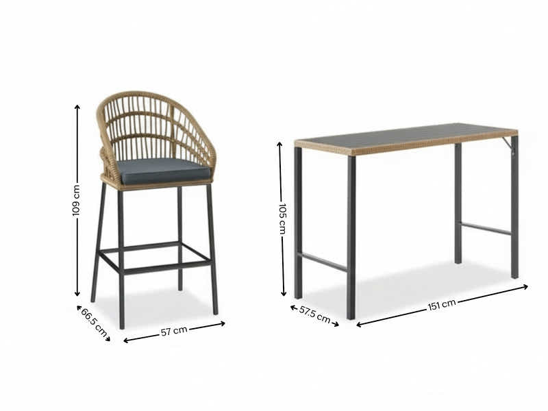 Naturlig 5-Piece Outdoor Bar Set