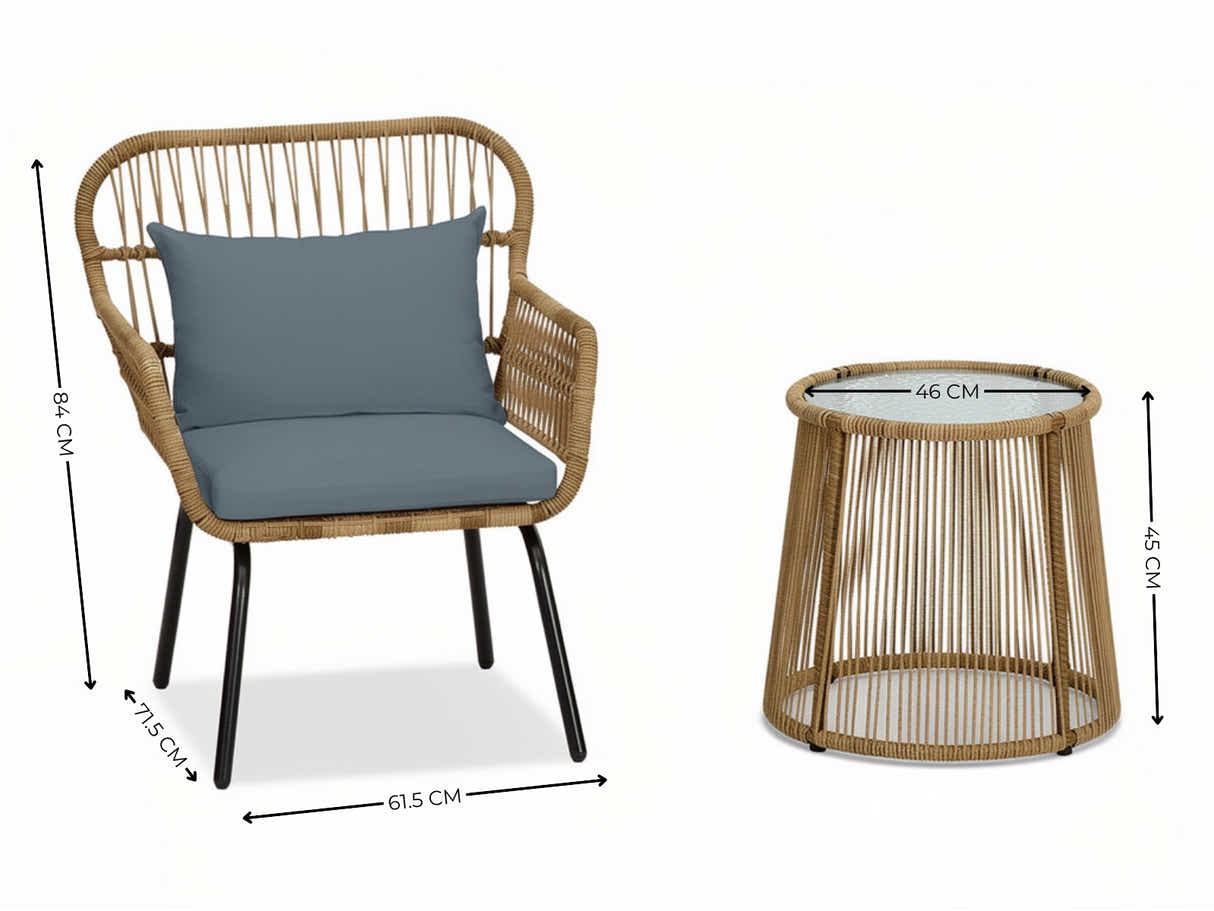Naturlig 3-Piece Balcony Set