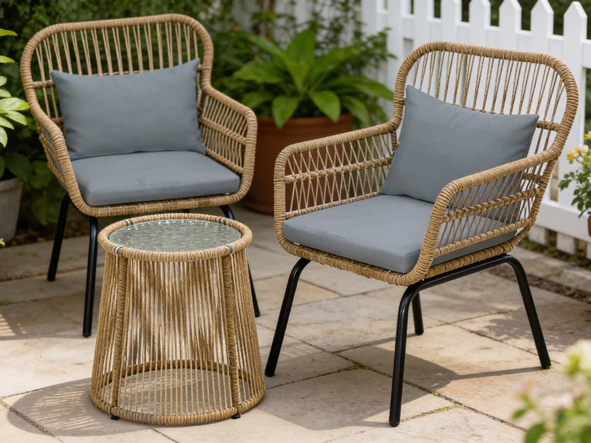 Naturlig 3-Piece Balcony Set