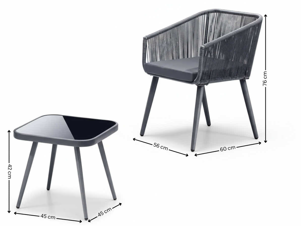 Tejp 3-Piece Outdoor Bistro Set - Grey