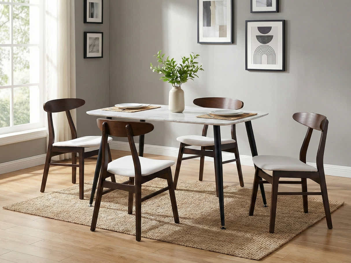 Fernando Dining Table with MDF Top - 120 cm & Fiesta Dining Chair Walnut - Set of 4