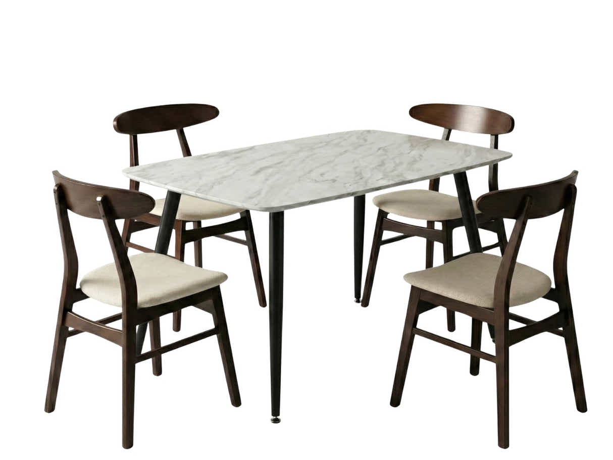 Fernando Dining Table with MDF Top - 120 cm & Fiesta Dining Chair Wenge - Set of 4