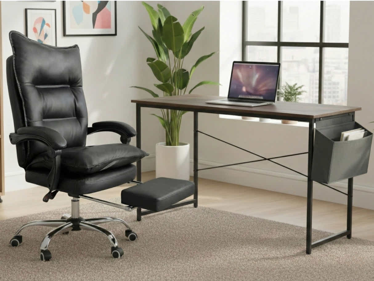 Koa Desk With Storage Bag & New Markus Office Chair with Footrest PU Black